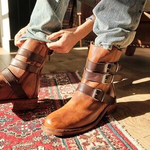 Free People Sunbelt Santa Fe Moto Boot 38.5/US 8 NEW Motorcycle Buckle Edgy